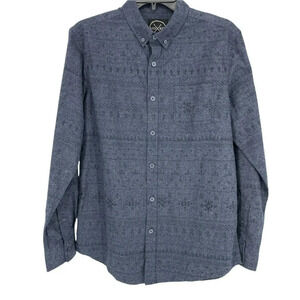 Birch Black Shirt Men's Sz S Blue Tribal Long Sleeve Pocket Flannel Button Down